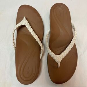 Aetrex Braided‎ Strap Sandals White Comfortable Flip Flops AE723W RACHEL Sz 10